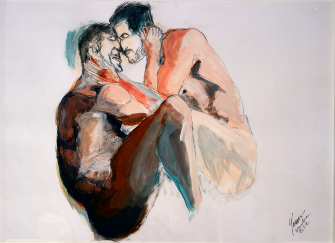 Dos homes — Témpera sobre paper